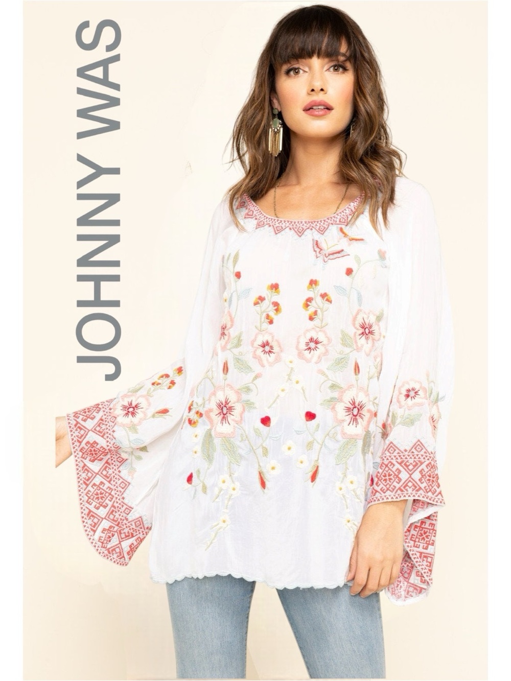 Johnny Was • NWT Floral Embroidered Grace Top w/ Bell Sleeves || XL